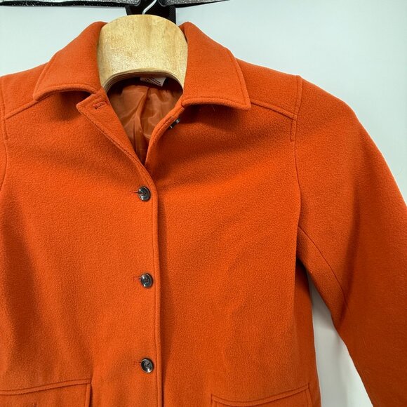Harve Benard Womens Rust Orange Wool Cashmere Jacket Pea Coat Size 10 Winter - Picture 2 of 11